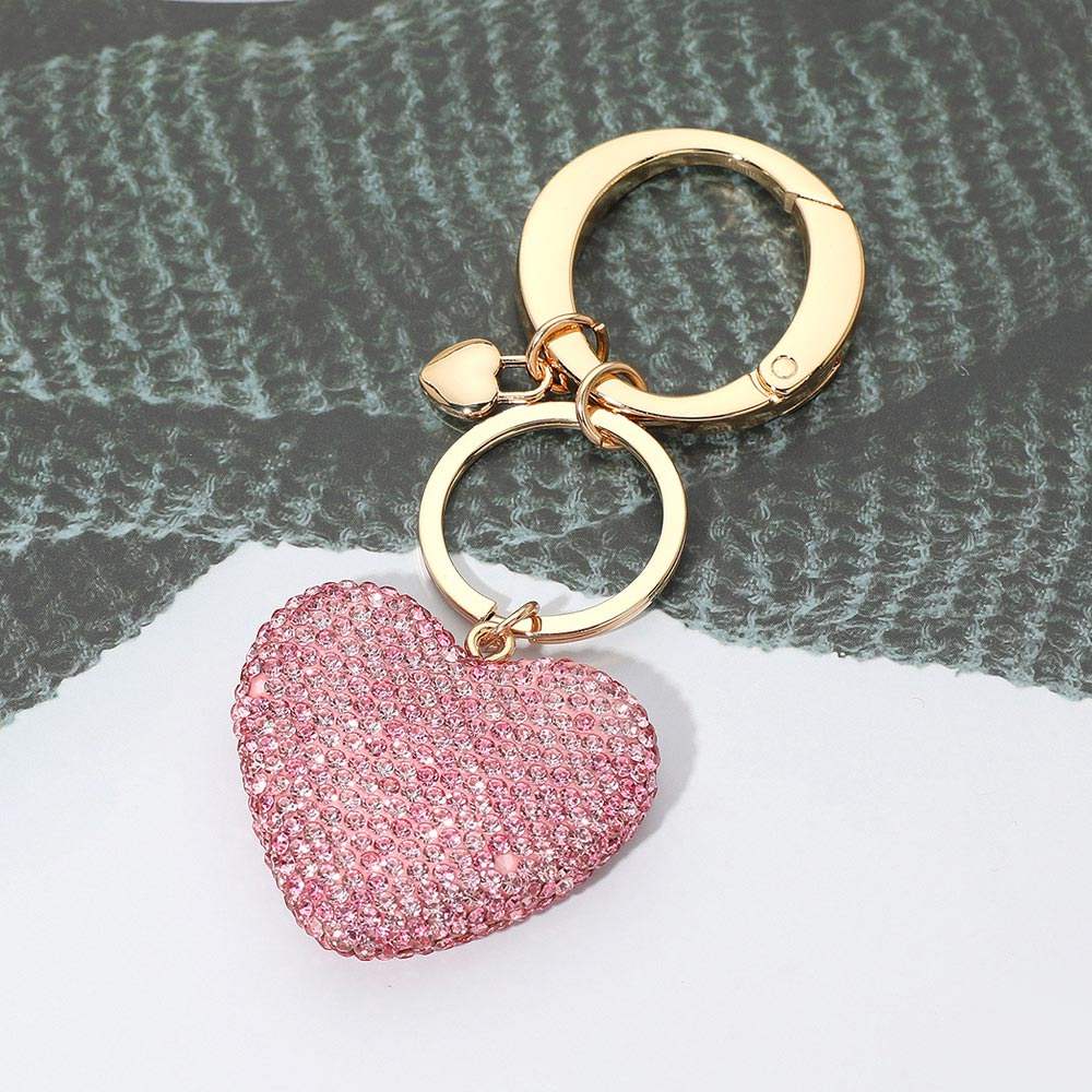 Rhinestone Pave Heart Keychain Bag Charm - Madeline Love - Flyclothing LLC
