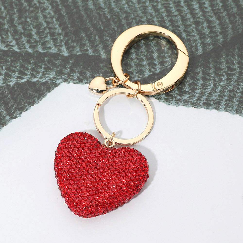 Rhinestone Pave Heart Keychain Bag Charm - Madeline Love - Flyclothing LLC