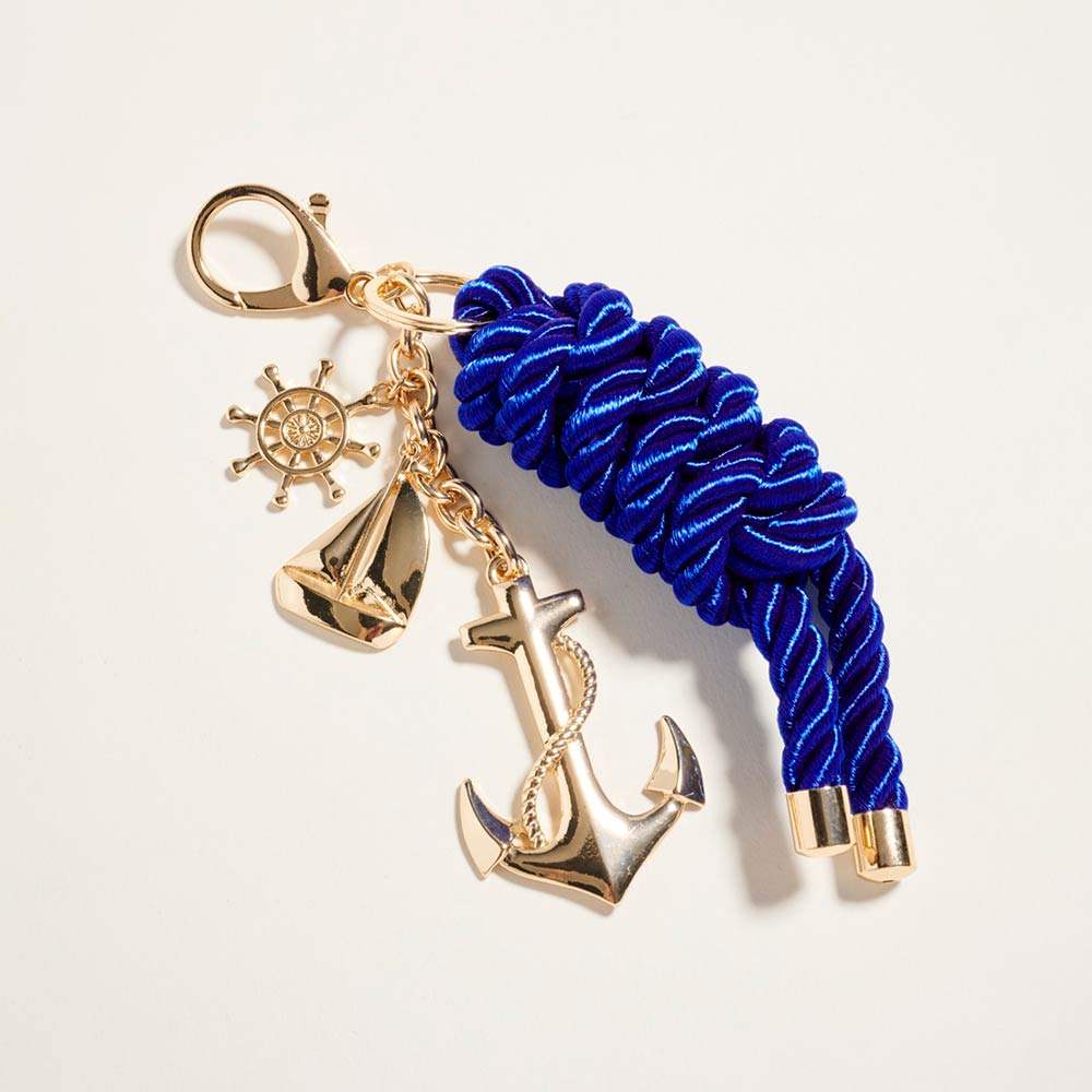 Nautical Anchor Boat Charm Drop Braided Cord Bag Charm Keychain - Madeline Love - Flyclothing LLC