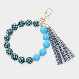 Houndstooth Patterned Beaded Tassel Keychain / Bracelet - Madeline Love - Flyclothing LLC