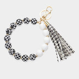 Houndstooth Patterned Beaded Tassel Keychain / Bracelet - Madeline Love - Flyclothing LLC