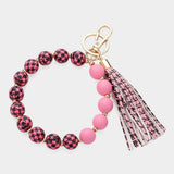 Houndstooth Patterned Beaded Tassel Keychain / Bracelet - Madeline Love - Flyclothing LLC