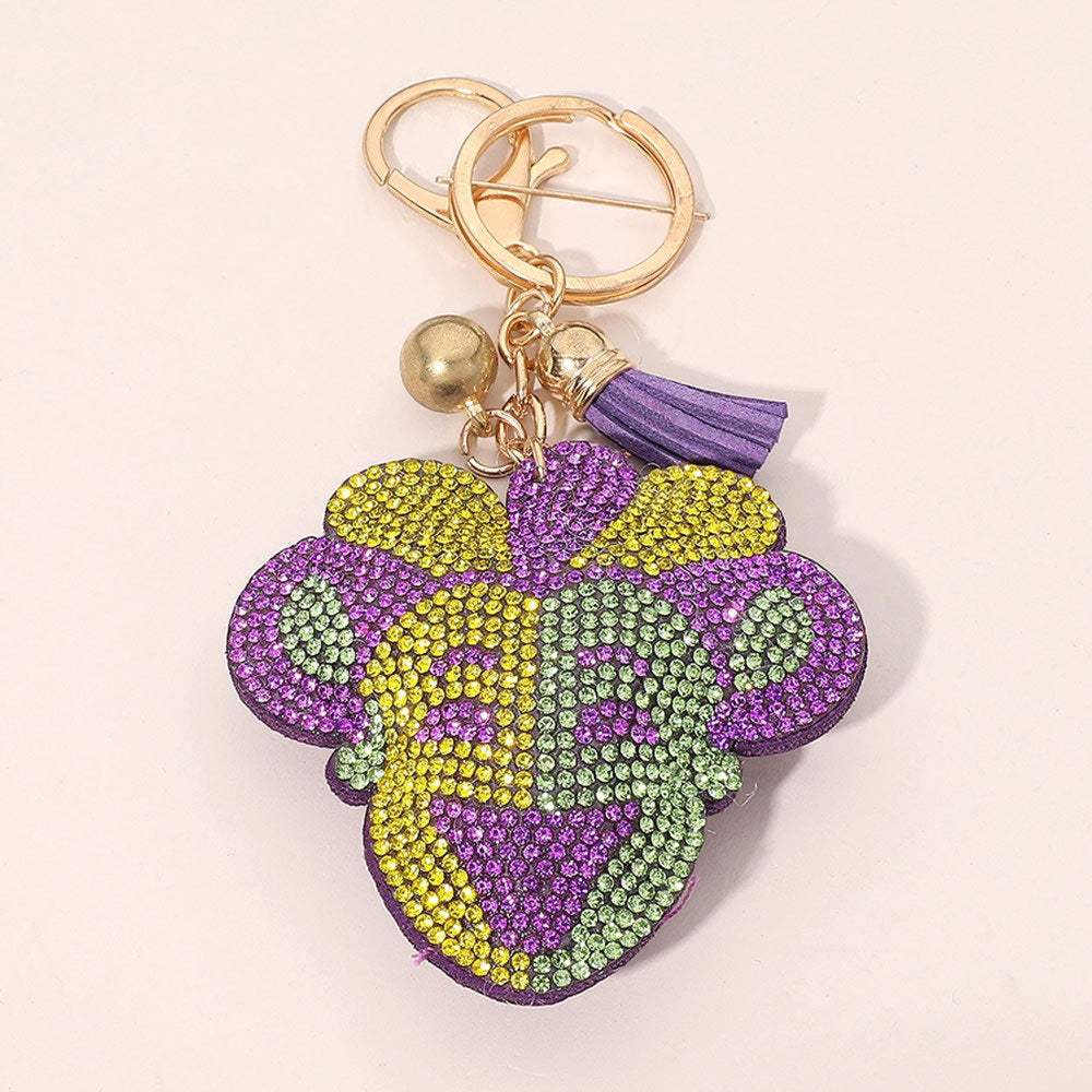 Bling Studded Mardi Gras Jester Mask Keychain - Madeline Love - Flyclothing LLC