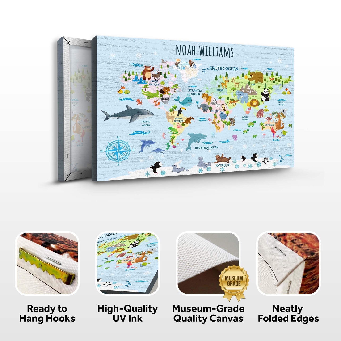 Animals And Countries Map Sign - Tailored Canvases - Flyclothing LLC