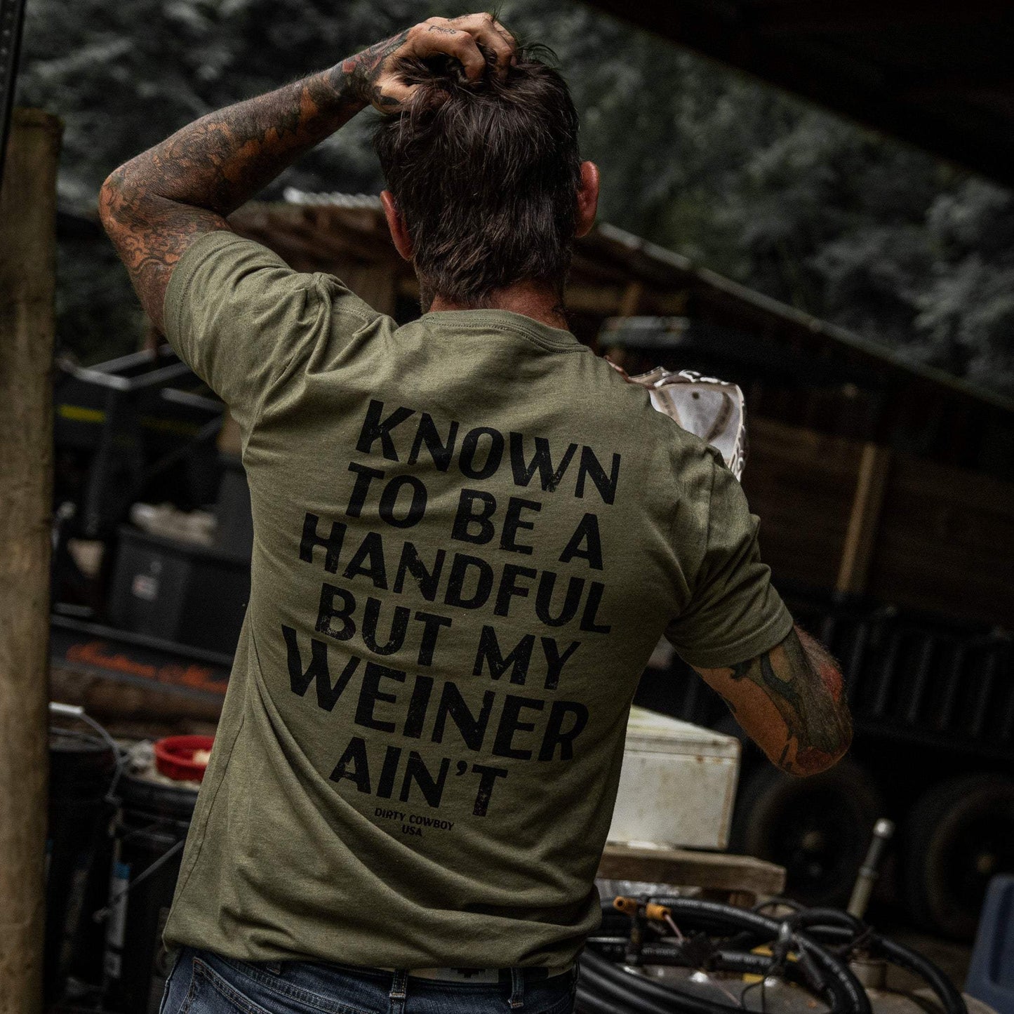 Known To Be A Handful. But My Weiner Ain't Men's T-Shirt - DIRTY COWBOY USA - Flyclothing LLC