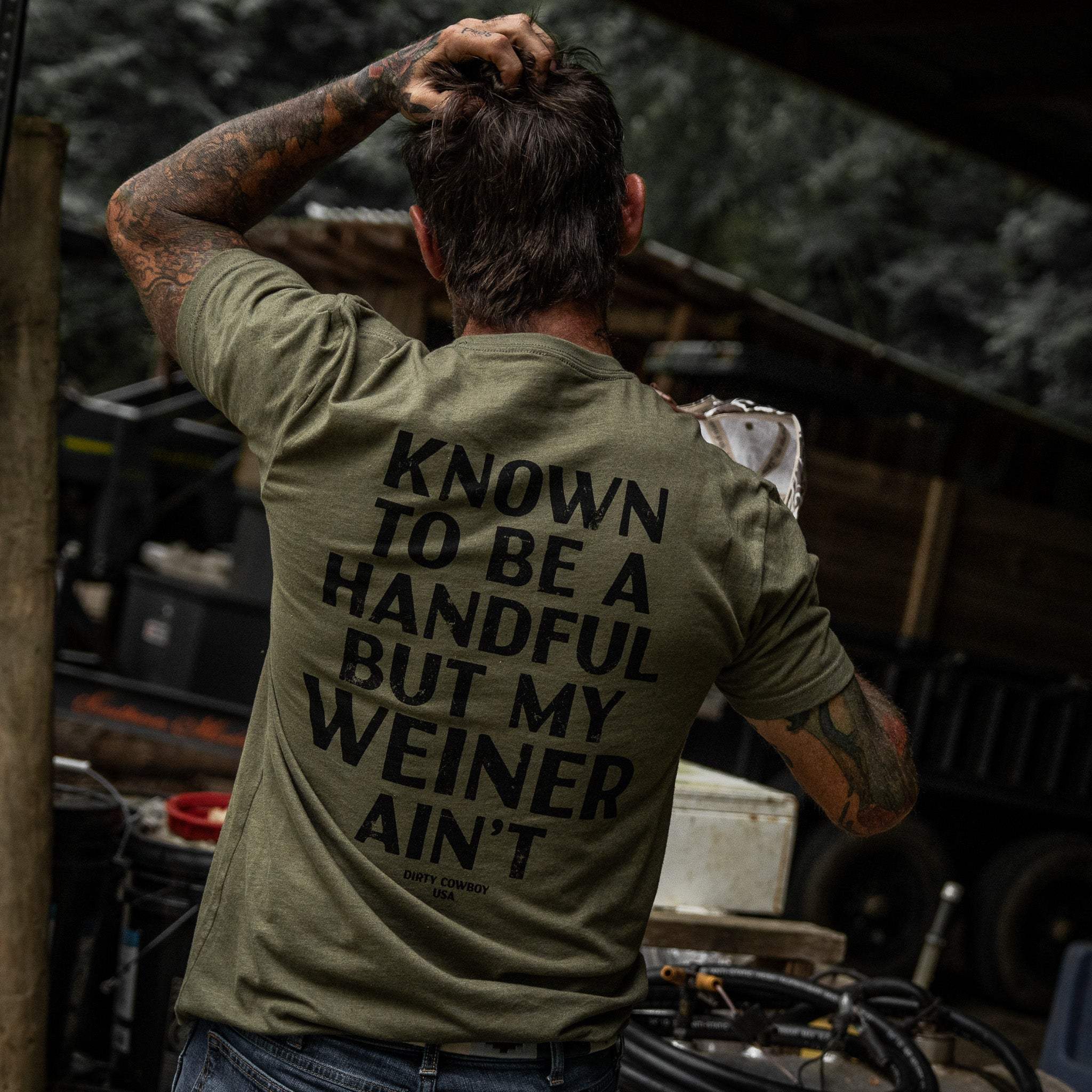 Known To Be A Handful. But My Weiner Ain't Men's T-Shirt - DIRTY COWBOY USA - Flyclothing LLC