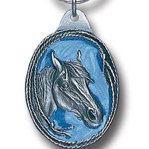 Horse Profile with Rope Border Metal Key Chain with Enameled Details - Siskiyou Originals - Flyclothing LLC