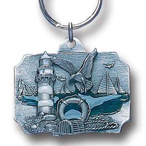 Coastal Scene Metal Key Chain with Enameled Details - Siskiyou Originals - Flyclothing LLC