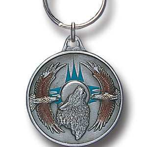 Wolf & Eagles Metal Key Chain with Enameled Details - Siskiyou Originals - Flyclothing LLC