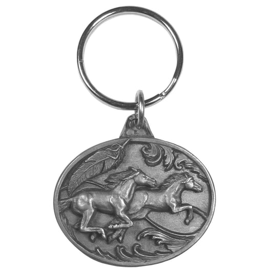 Running Horses Antiqued Keyring - Siskiyou Originals - Flyclothing LLC