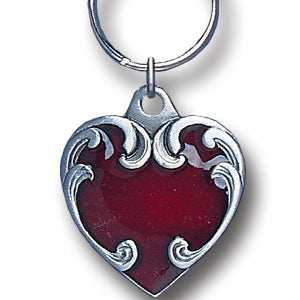 Heart with Scroll Metal Key Chain with Enameled Details - Siskiyou Originals - Flyclothing LLC