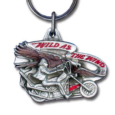 Wild as the Wind Motorcyle Metal Key Chain with Enameled Details - Siskiyou Originals - Flyclothing LLC