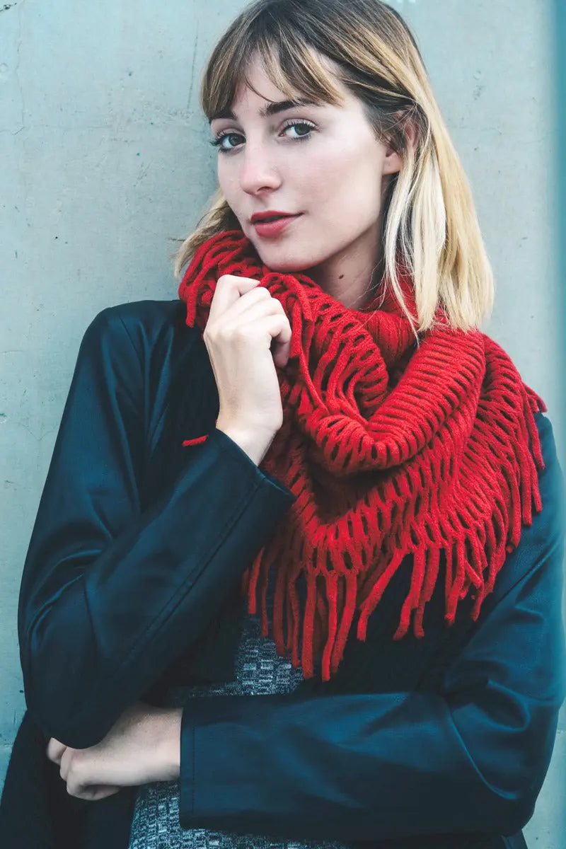 Fuzzy Chenille Tassel Infinity Scarf - Boho Clothing and Accessories - Flyclothing LLC