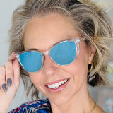 Kara - Mirrored Blue Cat Eye Sunglasses - TopFoxx - Flyclothing LLC