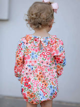Fall Halloween & Thanksgiving Pumpkin Bow Smock Embroidered Floral Baby Girl Romper