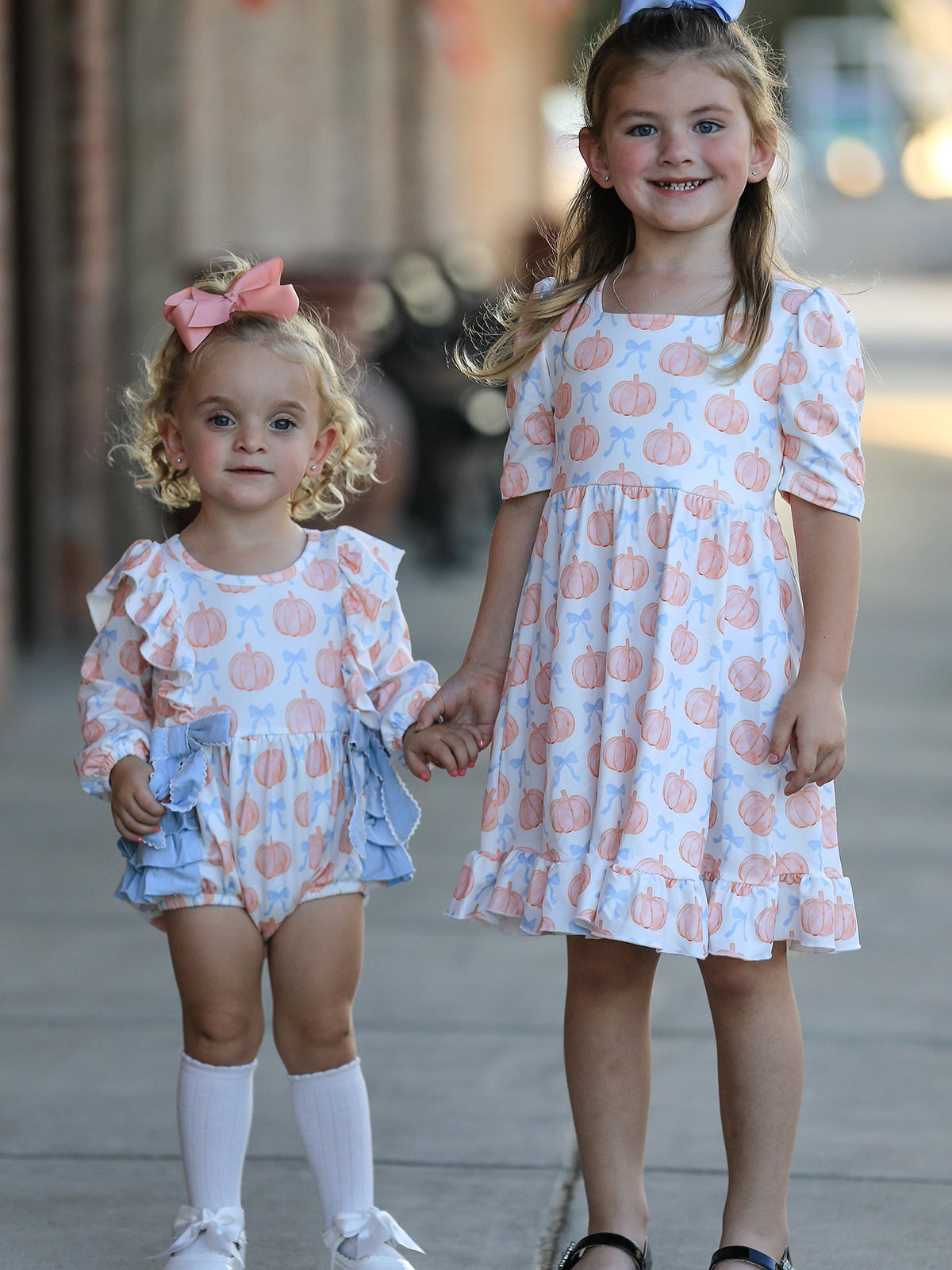 Halloween Thanksgiving Pumpkin Bow Girls Twirl Ruffle Dress - Rylee Faith Designs - Flyclothing LLC