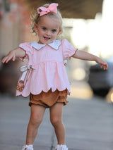 Christmas Girls Gingerbread Peter Pan Collar Bloomer Set - Rylee Faith Designs - Flyclothing LLC