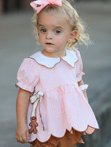 Christmas Girls Gingerbread Peter Pan Collar Bloomer Set - Rylee Faith Designs - Flyclothing LLC