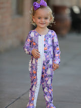 Halloween Ghost Pumpkin Girls Romper Ruffle Zipper - Rylee Faith Designs - Flyclothing LLC