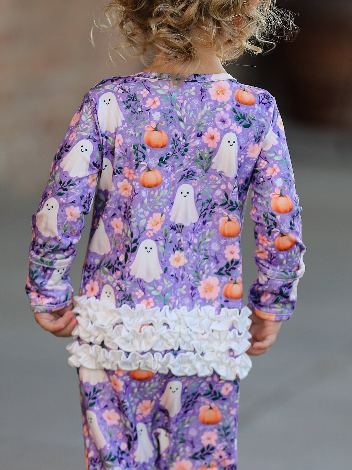 Halloween Ghost Pumpkin Girls Romper Ruffle Zipper - Rylee Faith Designs - Flyclothing LLC