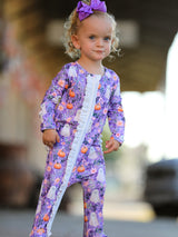 Halloween Ghost Pumpkin Girls Romper Ruffle Zipper - Rylee Faith Designs - Flyclothing LLC
