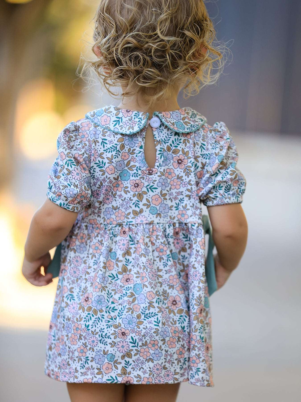 Sage Green Floral Smocked Girl Bloomer Set - Rylee Faith Designs - Flyclothing LLC