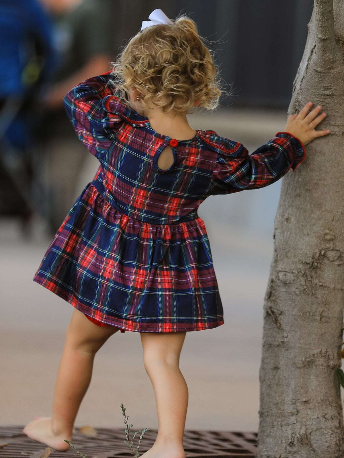 Fall Plaid Girl Set Petal Collar Puff Sleeve Bloomer - Rylee Faith Designs - Flyclothing LLC