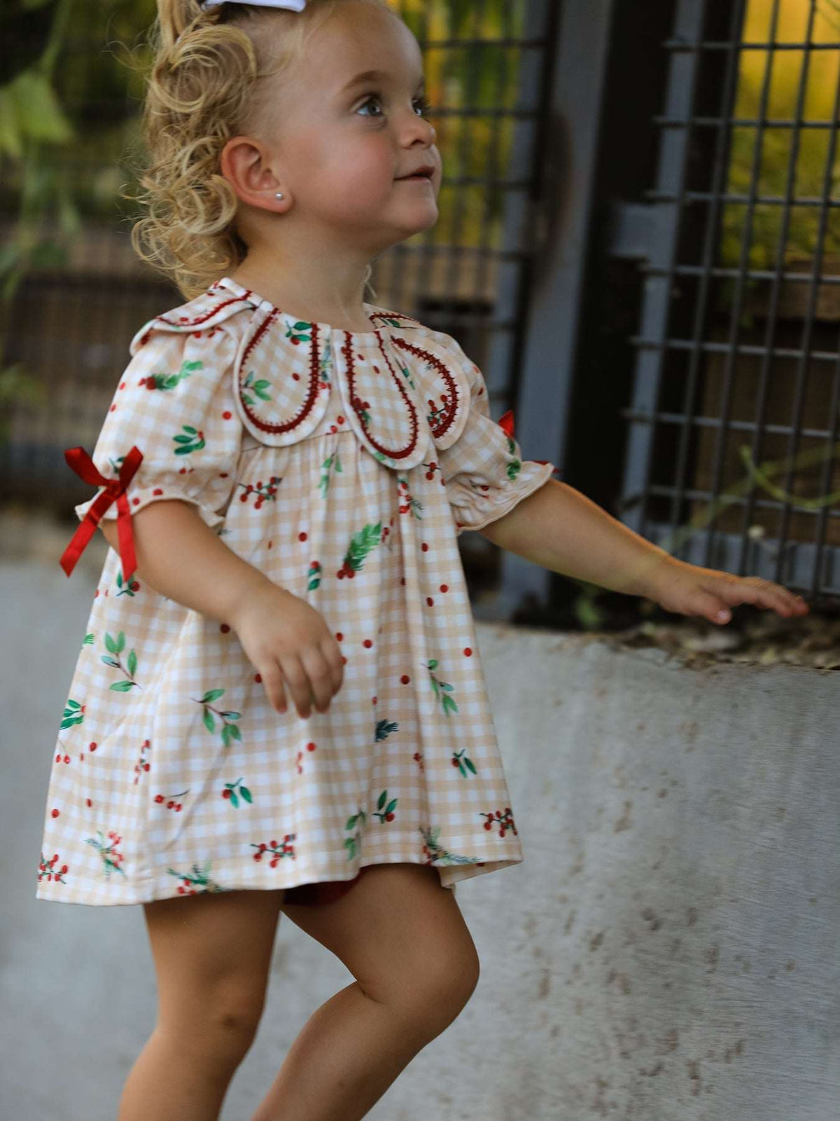Fall Gingham Baby Bloomer Set Ruffle Collar Bow - Rylee Faith Designs - Flyclothing LLC