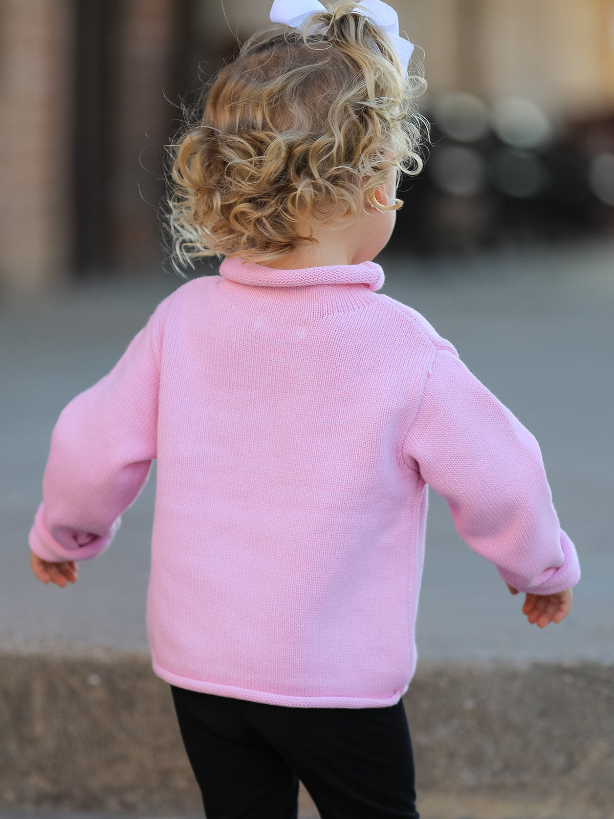 Girls Ghost Bow Knit Sweater Halloween Cute Embroidered Pullover - Rylee Faith Designs - Flyclothing LLC