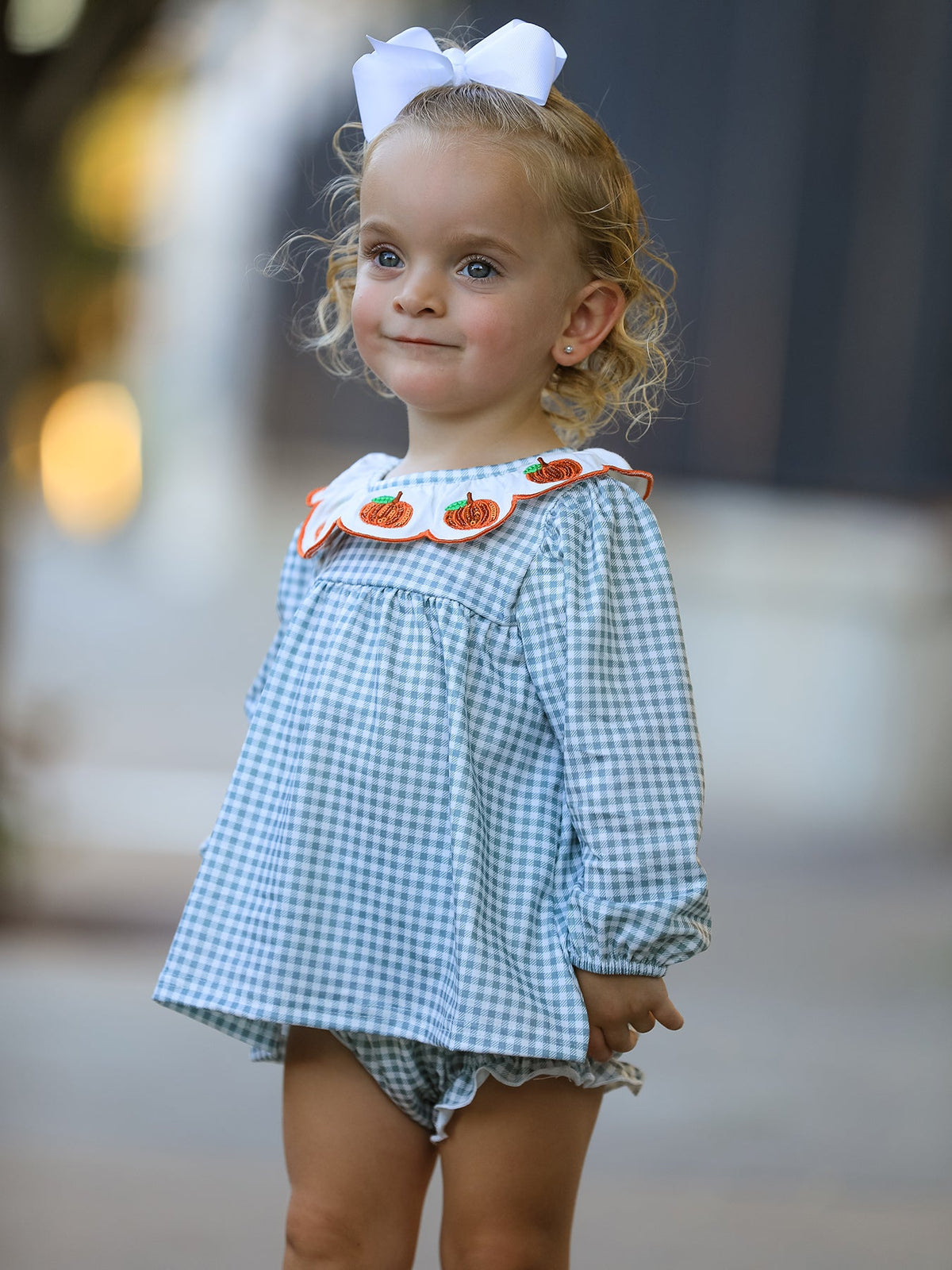 Halloween Thanksgiving Embroidered Pumpkin Girls Bloomer Set - Rylee Faith Designs - Flyclothing LLC