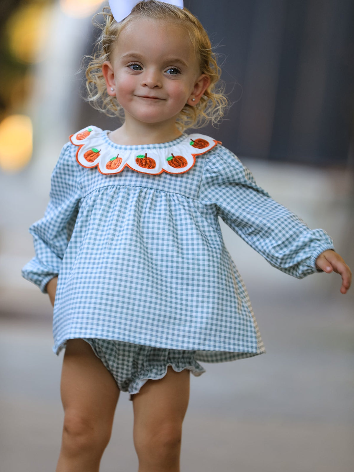 Halloween Thanksgiving Embroidered Pumpkin Girls Bloomer Set - Rylee Faith Designs - Flyclothing LLC