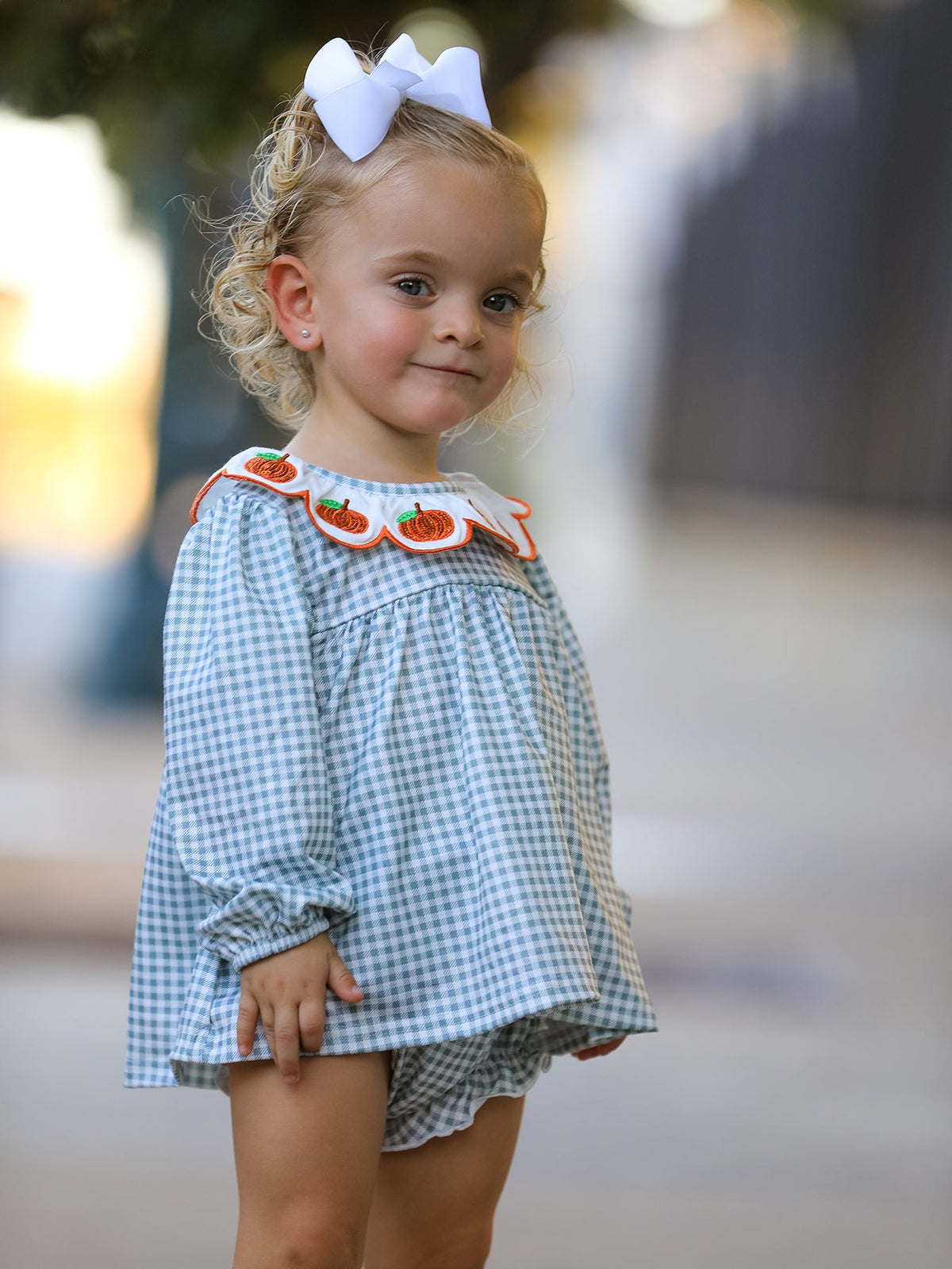 Halloween Thanksgiving Embroidered Pumpkin Girls Bloomer Set - Rylee Faith Designs - Flyclothing LLC