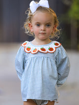 Halloween Thanksgiving Embroidered Pumpkin Girls Bloomer Set - Rylee Faith Designs - Flyclothing LLC