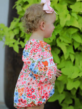 Fall Halloween & Thanksgiving Pumpkin Bow Smock Embroidered Floral Baby Girl Romper - Rylee Faith Designs - Flyclothing LLC