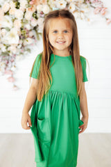 Kelly Green S/S Pocket Twirl Dress