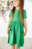 Kelly Green S/S Pocket Twirl Dress - Mila & Rose ® - Flyclothing LLC