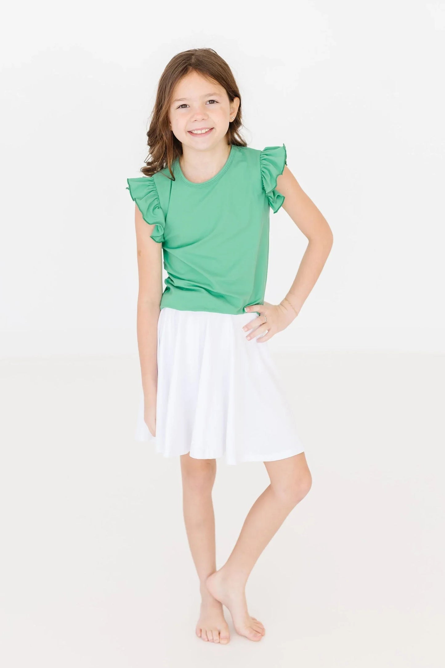 Kelly Green S/S Ruffle Tee - Mila & Rose ® - Flyclothing LLC