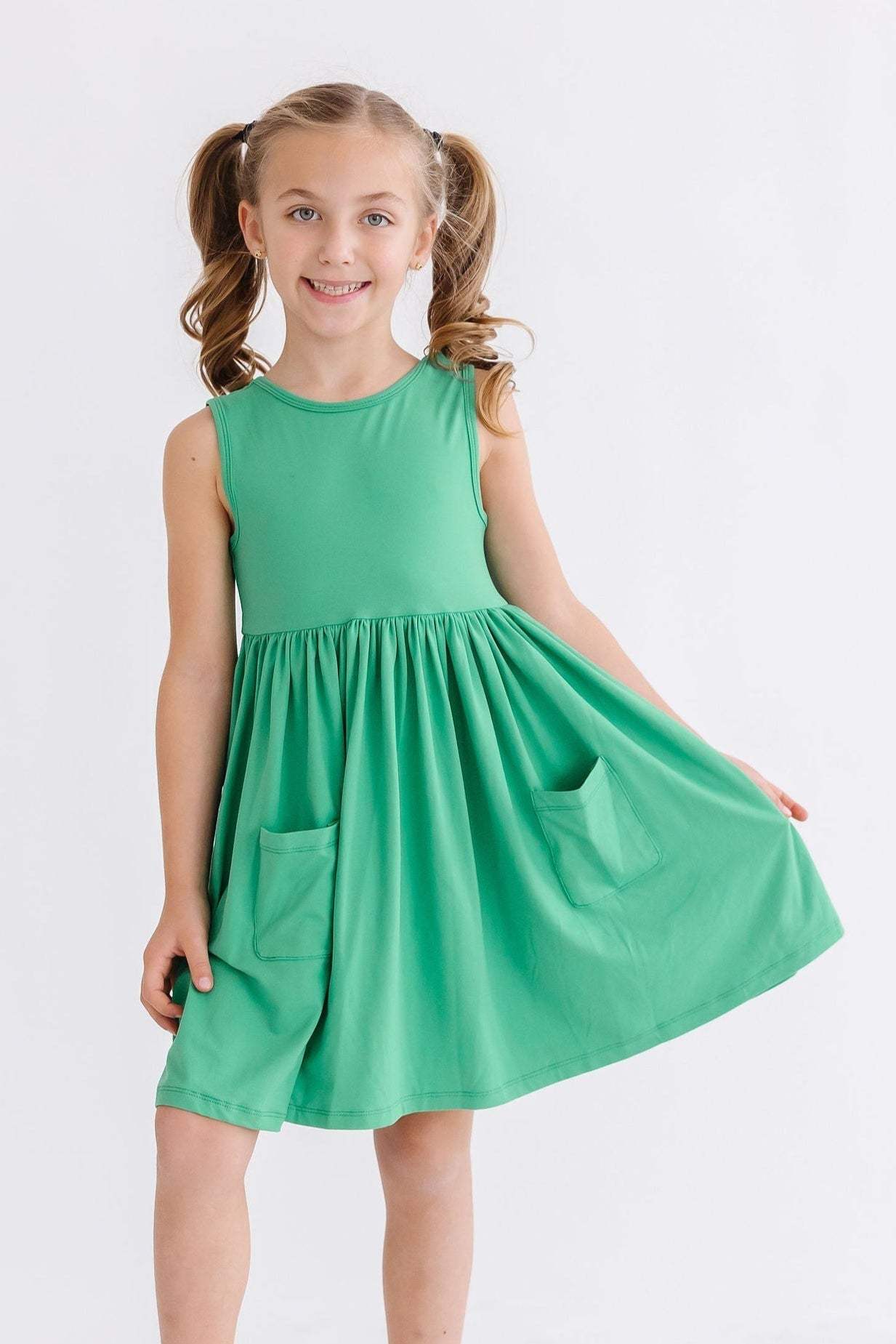 Kelly Green Tank Pocket Twirl Dress - Mila & Rose ® - Flyclothing LLC