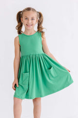 Kelly Green Tank Pocket Twirl Dress - Mila & Rose ® - Flyclothing LLC