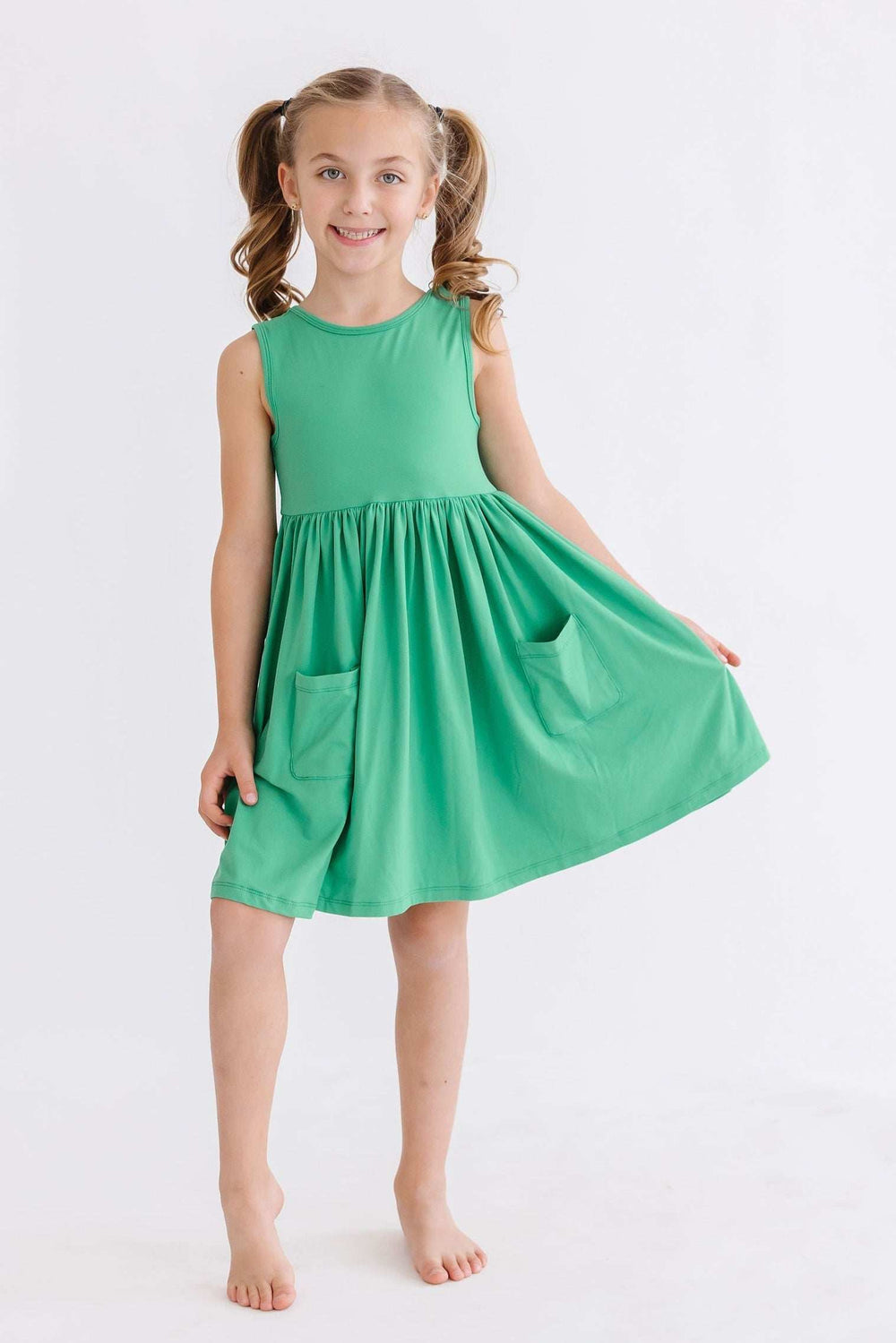 Kelly Green Tank Pocket Twirl Dress - Mila & Rose ® - Flyclothing LLC