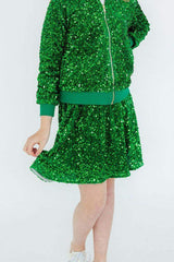Kelly Green Velvet Sequin Twirl Skort - Mila & Rose ® - Flyclothing LLC