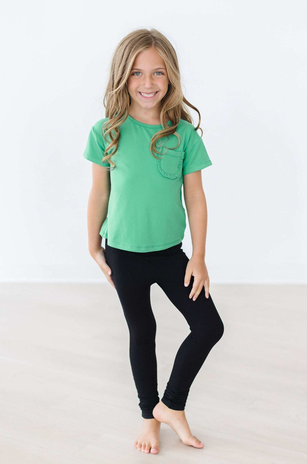 Kelly Green Ruffle Pocket Tee - Mila & Rose ® - Flyclothing LLC