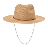 Beaded Chin Tie Straw Sun Hat - Madeline Love - Flyclothing LLC
