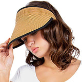 Solid Trimmed Straw Visor Sun Hat - Madeline Love - Flyclothing LLC