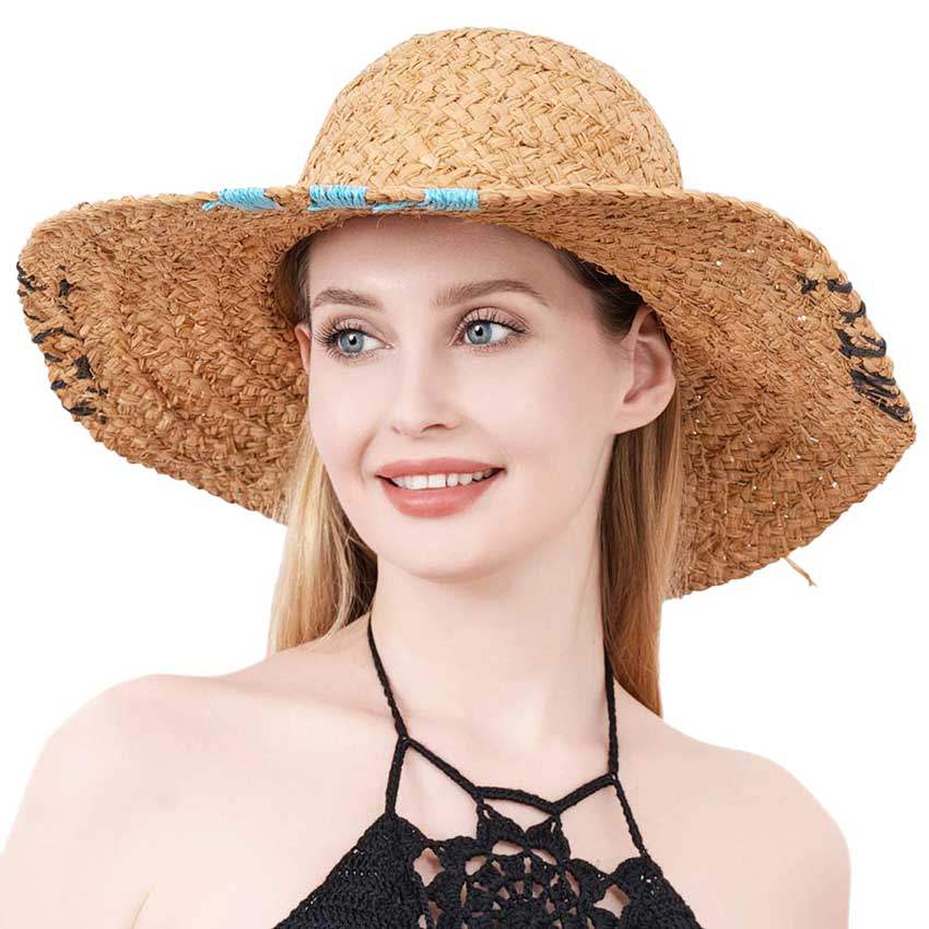 Color Edged Straw Floppy Sun Hat - Madeline Love - Flyclothing LLC