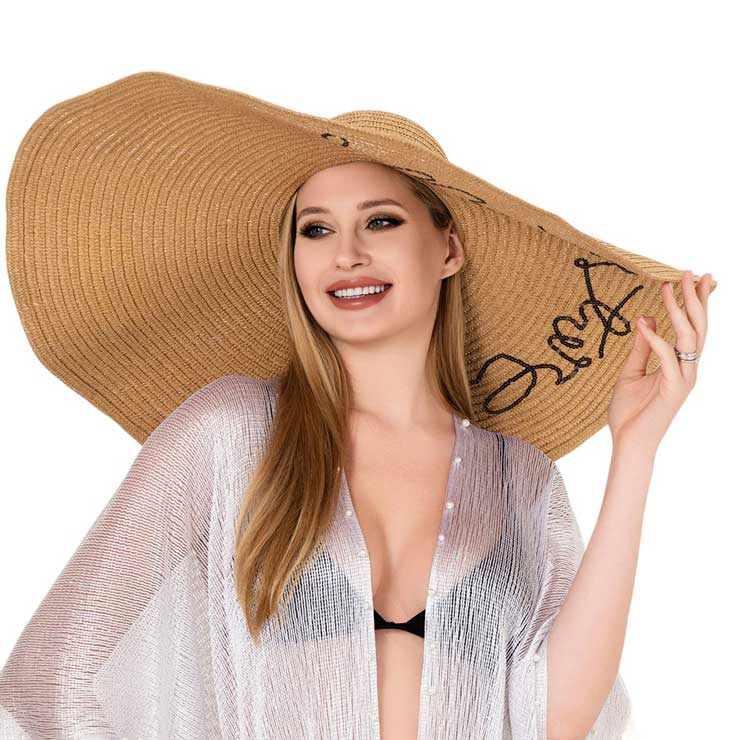 Do Not Disturb Message Wide Brim Straw Sun Hat - Madeline Love - Flyclothing LLC