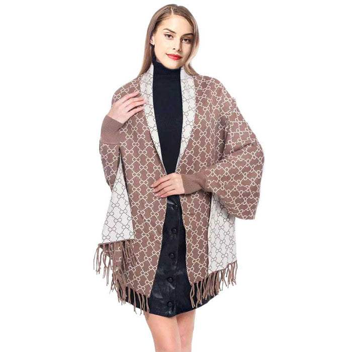Fashionable Luxury Patterned Poncho - Madeline Love - Flyclothing LLC
