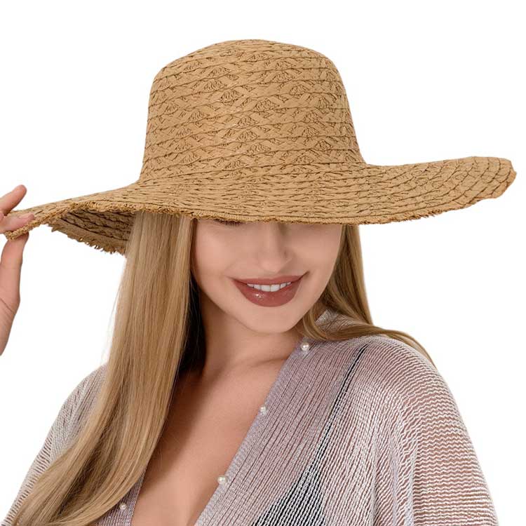 Frayed Edged Straw Sun Hat - Madeline Love - Flyclothing LLC