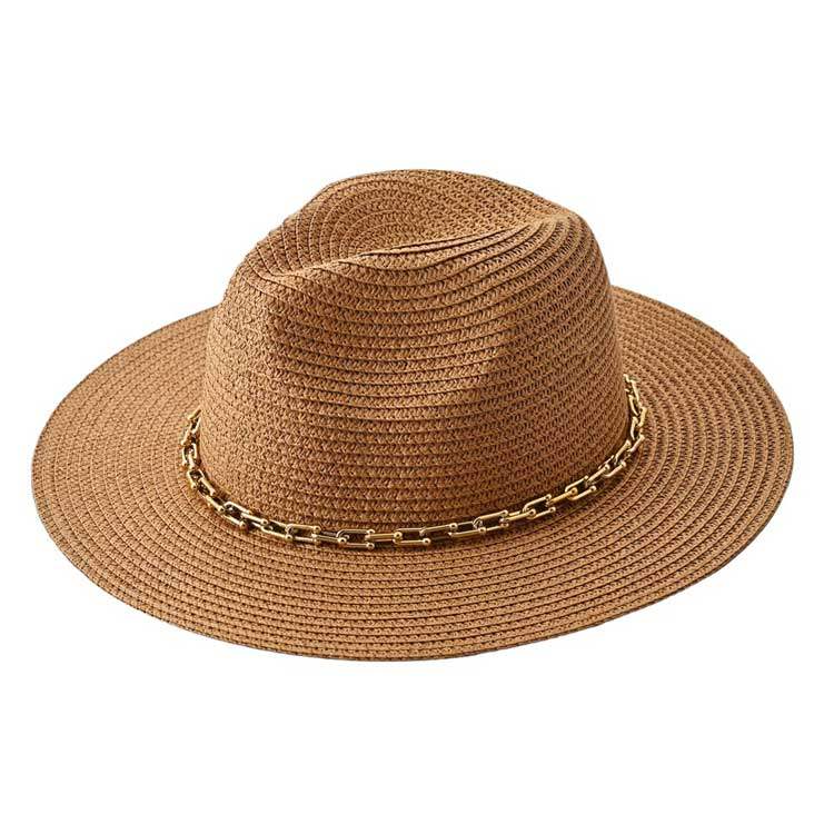 Hardware Chain Band Pointed Straw Hat - Madeline Love - Flyclothing LLC