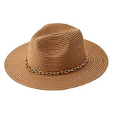 Hardware Chain Band Pointed Straw Hat - Madeline Love - Flyclothing LLC